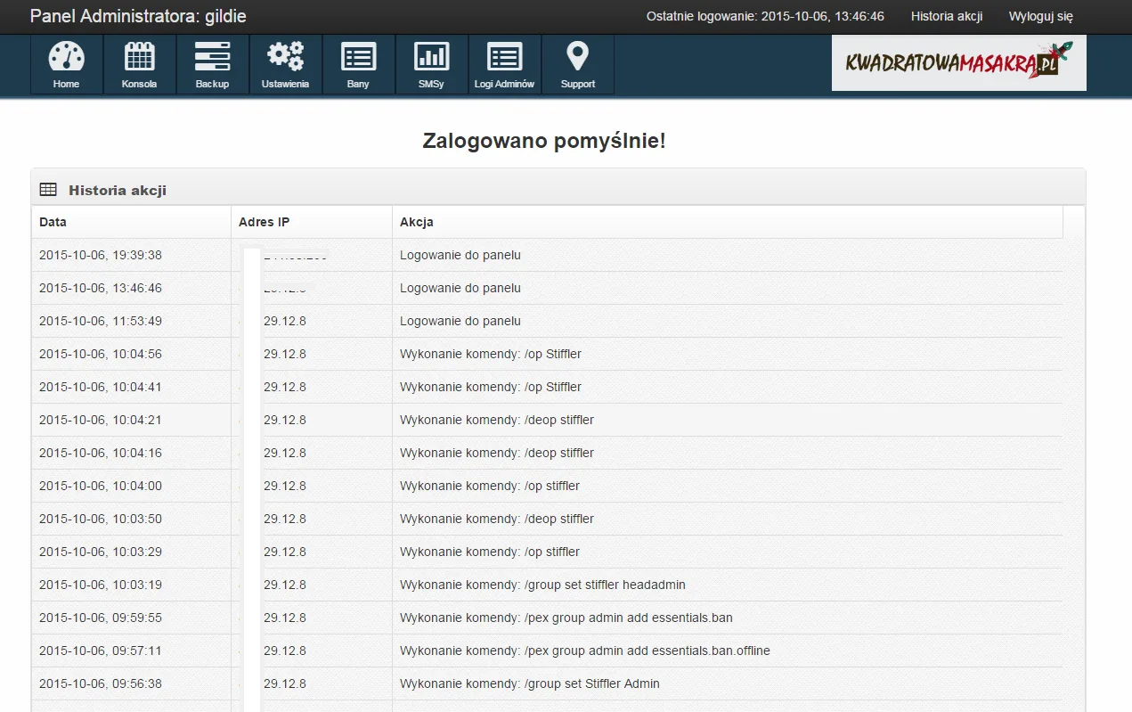 KM Panel, pulpit z wykresem graczy online